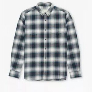 New French Connection Men's Plaid Button-Up Twill Shirt Size Large